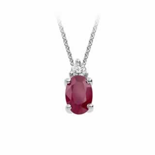 Ruby and Diamond Solitaire Pendant in 9K White Gold